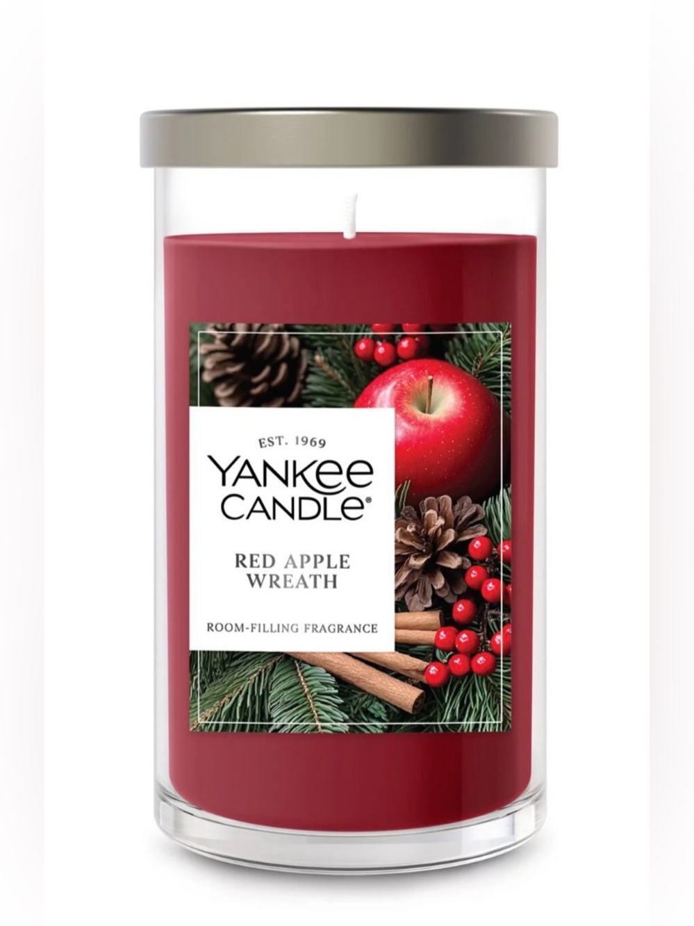Yankee Candle NWT Red Apple Wreath Medium Pillar Candle